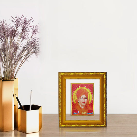 DIVINITI 24K Gold Plated Dayananda Saraswati Wall Photo Frame For Home Decor Showpiece (15.0 X 13.0 CM)