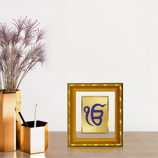 DIVINITI 24K Gold Plated Ik Onkar Photo Frame For Home Decor, TableTop, Prayer (15.0 X 13.0 CM)