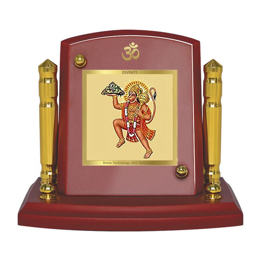 Diviniti 24K Gold Plated Hanuman Ji For Car Dashboard, Home Decor, Table, Puja Room (7 x 9 CM)