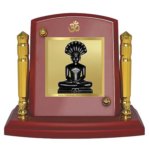 Diviniti 24K Gold Plated Parshvanatha For Car Dashboard, Home Decor & Prayer (7 x 9 CM)