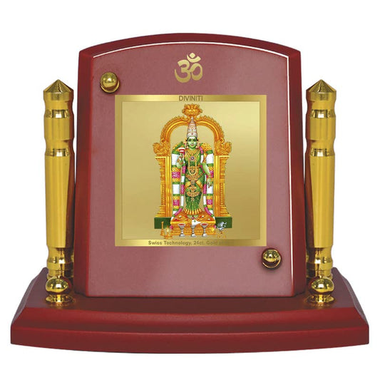 Diviniti 24K Gold Plated Devi Meenakshi Frame For Car Dashboard, Home Decor Showpiece, Worship (7 x 9 CM)