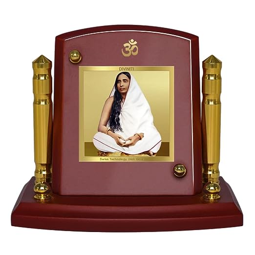 Diviniti 24K Gold Plated Sarada Devi For Car Dashboard, Home Decor & Table Top (7 x 9 CM)