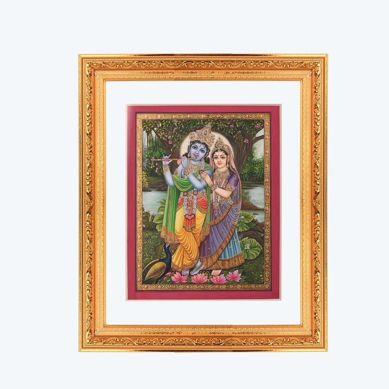 Handmade Radha Krishna with Peacock| Wall Decoration Painting with Divine Illustration| Stunning & Durable Wall Art| A Perfect Gift Option For Special Occasions|