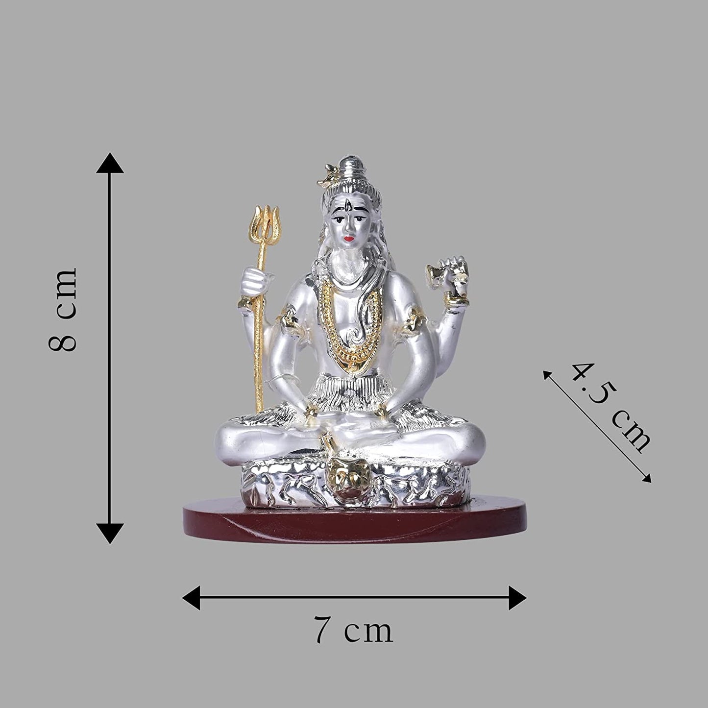 DIVINITI 999 Silver Plated Lord Shiva Idol For Home Decor, Car Dashboard, Festival Gift, Puja (8 X 7 CM)