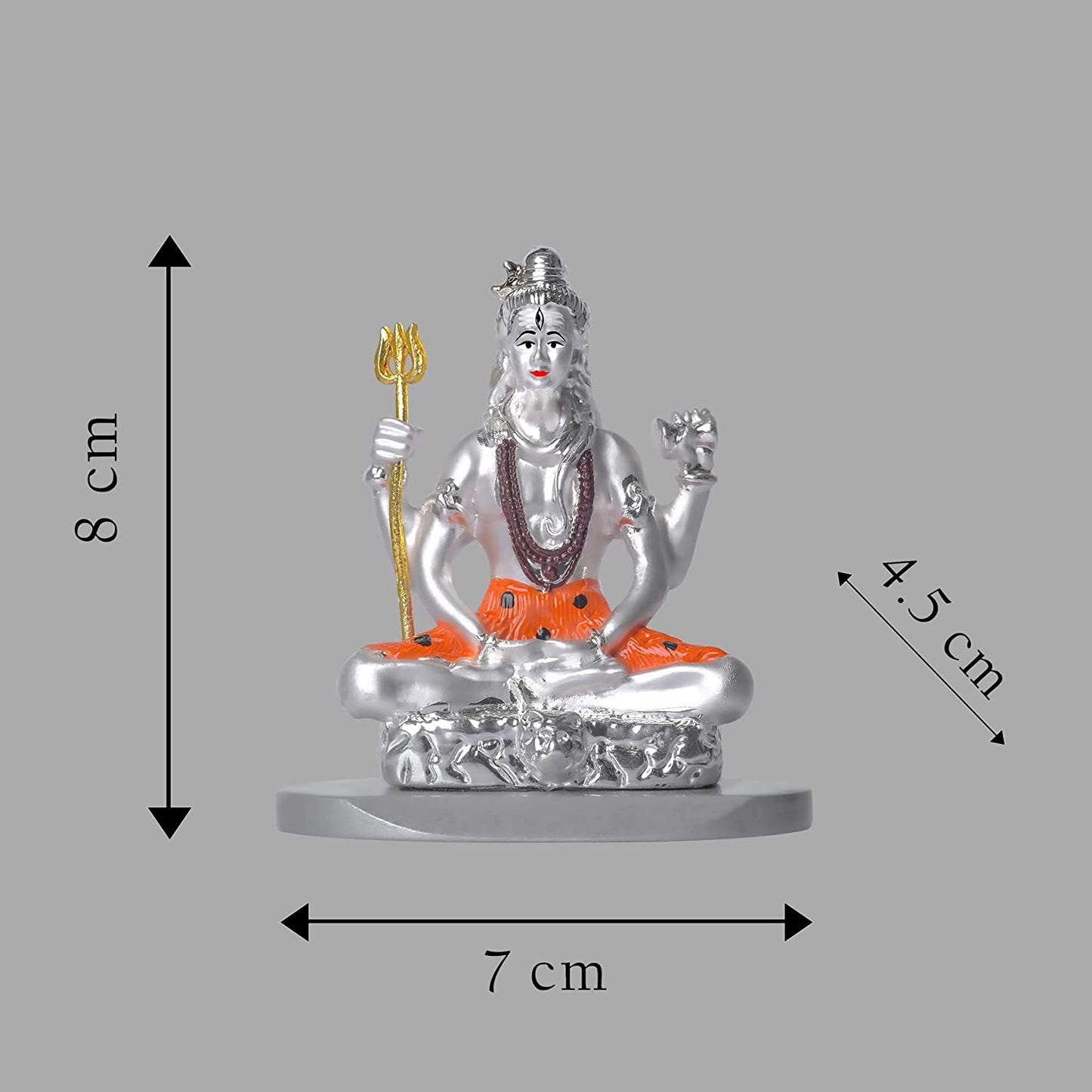 DIVINITI 999 Silver Plated Lord Shiva Idol For Car Dashboard, Living Room, Festival Gift (8 X 7 CM)