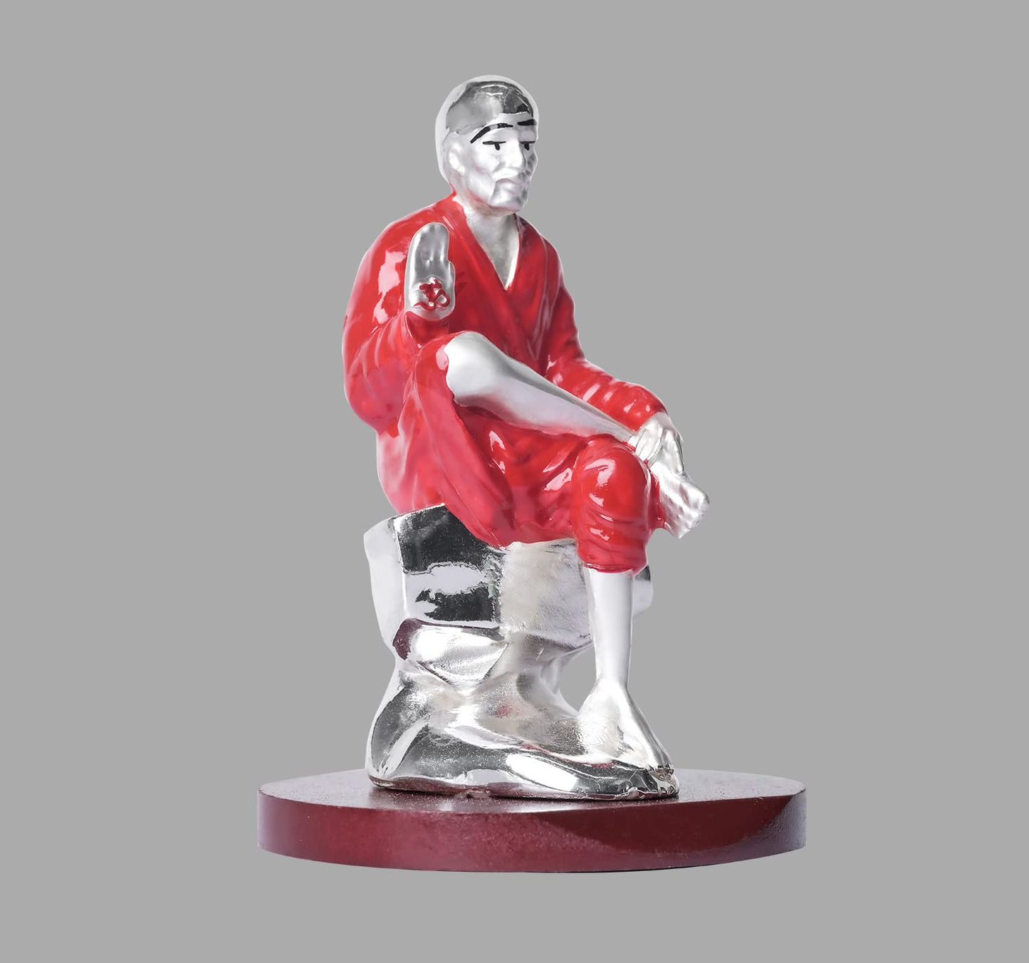 DIVINITI 999 Silver Plated Sai Baba Idol For Home Decoration, Car Dashboard, Gift (6 X 6 CM)