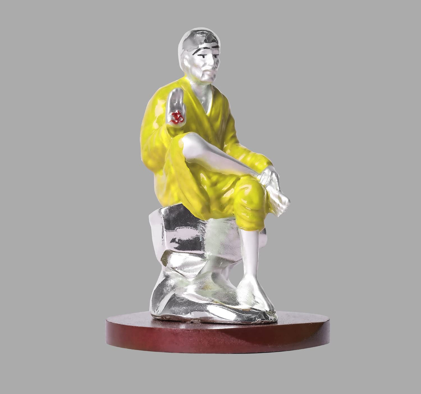 DIVINITI 999 Silver Plated Sai Baba Idol For Home Decoration, Car Dashboard, Gift (6 X 6 CM)