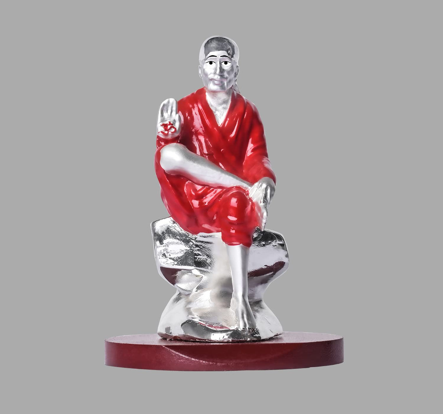 DIVINITI 999 Silver Plated Sai Baba Idol For Home Decoration, Car Dashboard, Gift (6 X 6 CM)