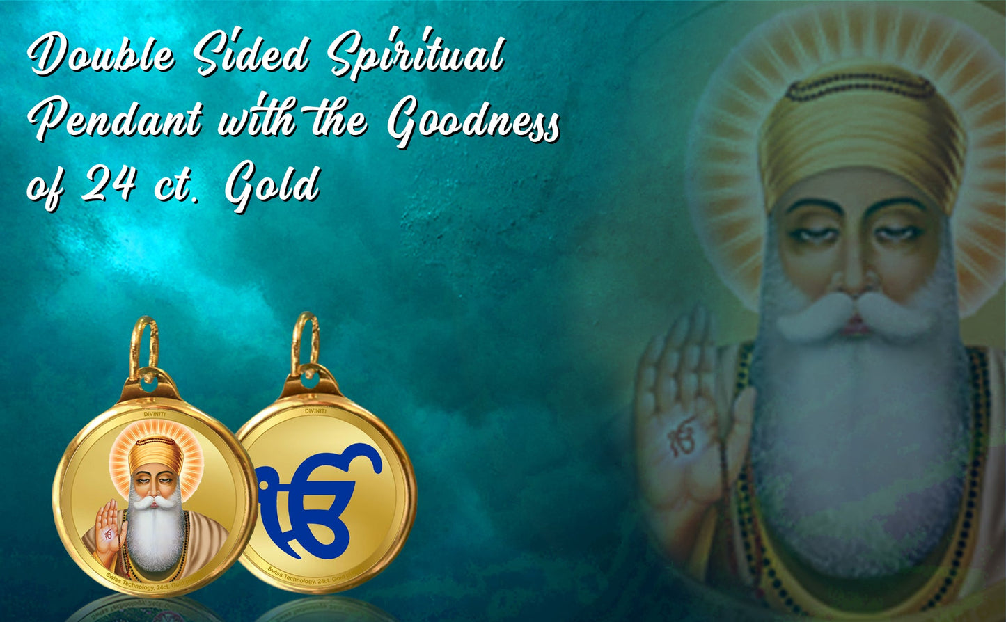 Diviniti 24K Double sided Gold Plated Pendant Gurunanak & Ekomkar|22 MM Flip Coin (1 PCS)