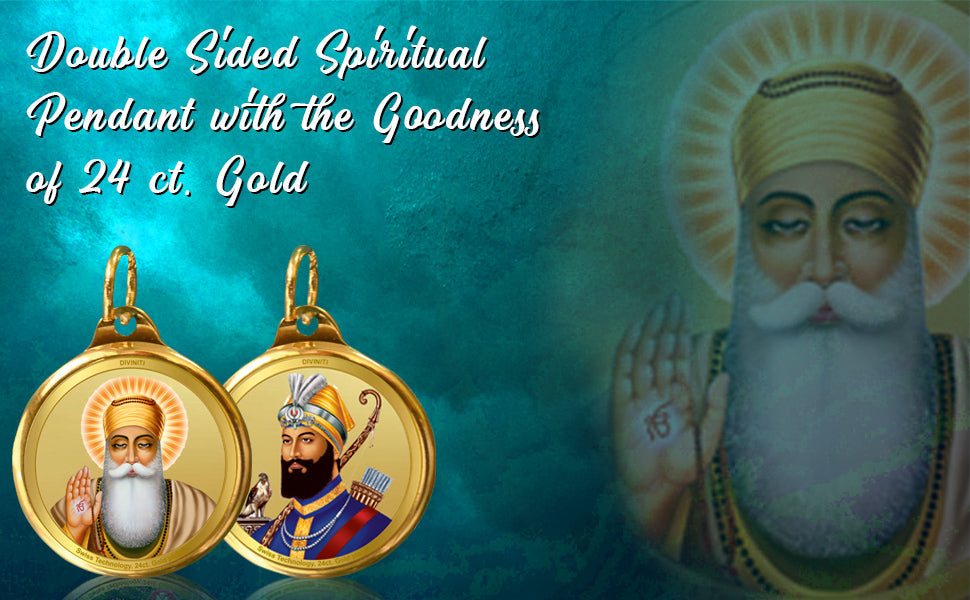 Diviniti 24K Double sided Gold Plated Pendant  Gurunanak & Guru Gobind Singh |28 MM Flip Coin (1 PCS)