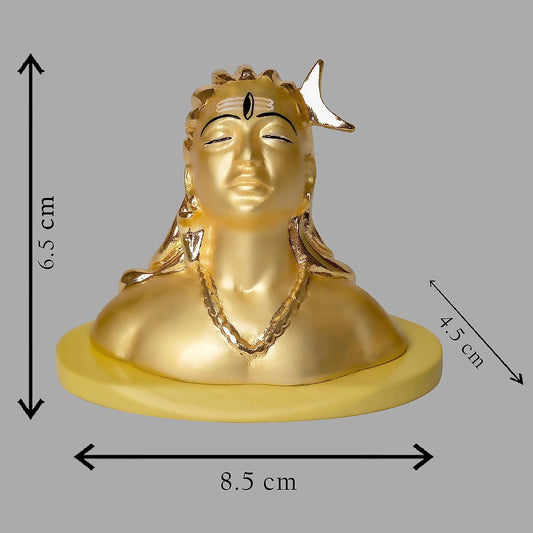 DIVINITI 24K Gold Plated Adiyogi Idol For Home Decor, Car Dashboard, Table, Luxury Gift (6.5 X 8.5 CM)