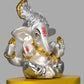 DIVINITI 999 Silver Plated Pagdi Ganesha Idol For Home Decor, Car Dashboard, Tabletop (7.5 X 7.5 CM)