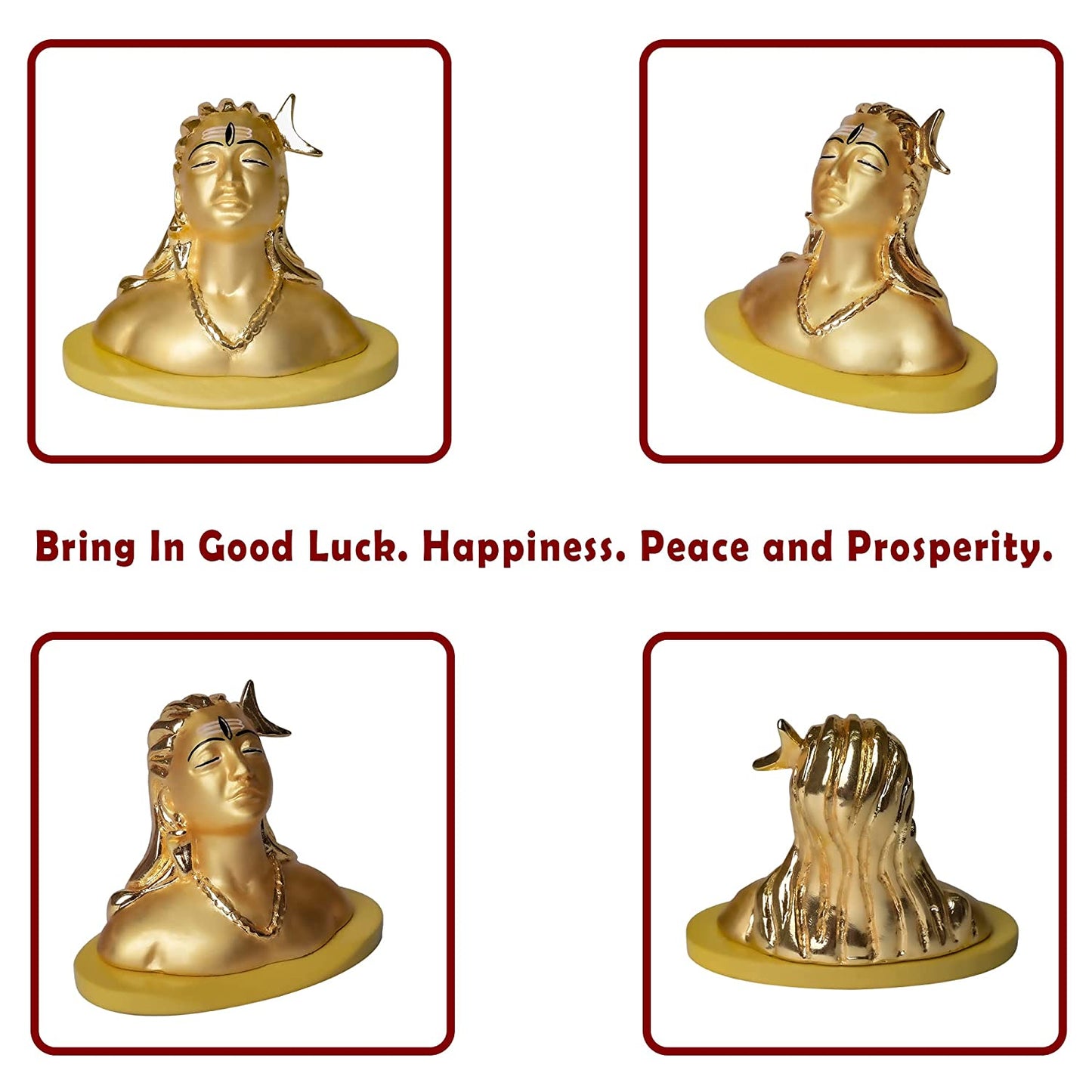 DIVINITI 24K Gold Plated Adiyogi Idol For Home Decor, Car Dashboard, Table, Luxury Gift (6.5 X 8.5 CM)