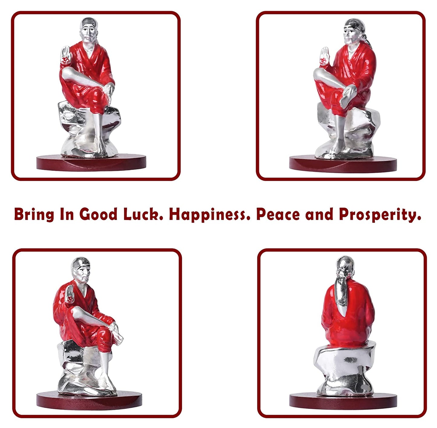 DIVINITI 999 Silver Plated Sai Baba Idol For Home Decoration, Car Dashboard, Gift (6 X 6 CM)