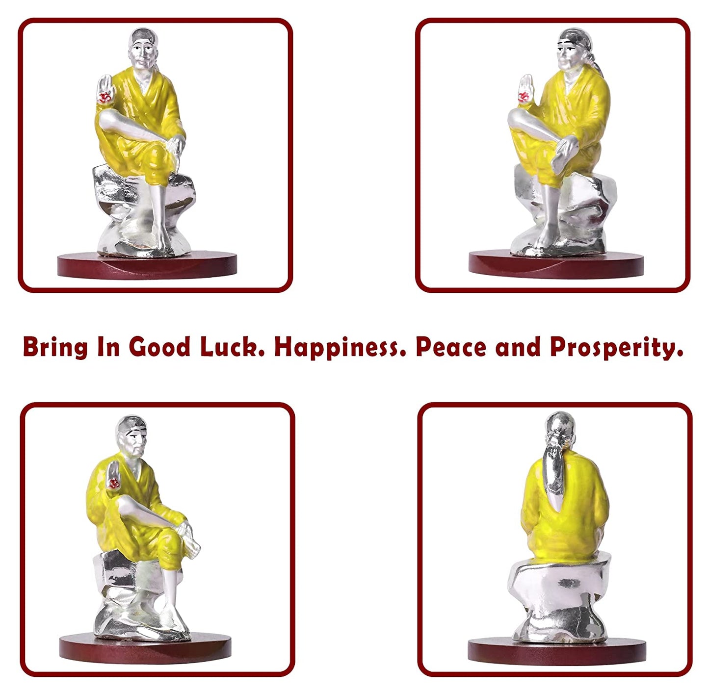 DIVINITI 999 Silver Plated Sai Baba Idol For Home Decoration, Car Dashboard, Gift (6 X 6 CM)