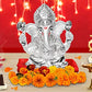 DIVINITI 999 Silver Plated Lord Ganesha Idol For Home Decor, Worship, Luxury Gift (9.5 X 7.5 CM)