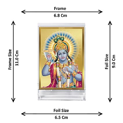 Diviniti 24K Gold Plated Vishnu Frame For Car Dashboard, Home Decor, Table Top, Puja, Festival Gift (11 x 6.8 CM)