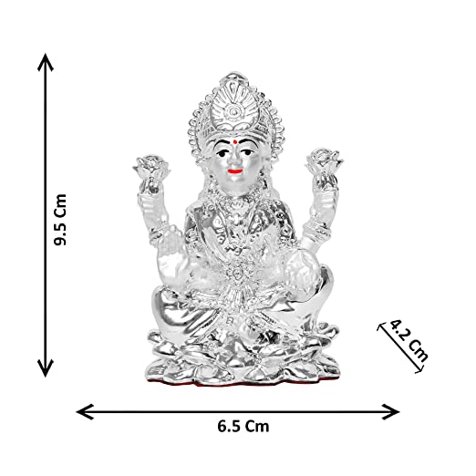 DIVINITI 999 Silver Plated Laxmi Ganesha Idol For Home Decor, Worship, Festival Gift (9.5 X 6.5 CM)