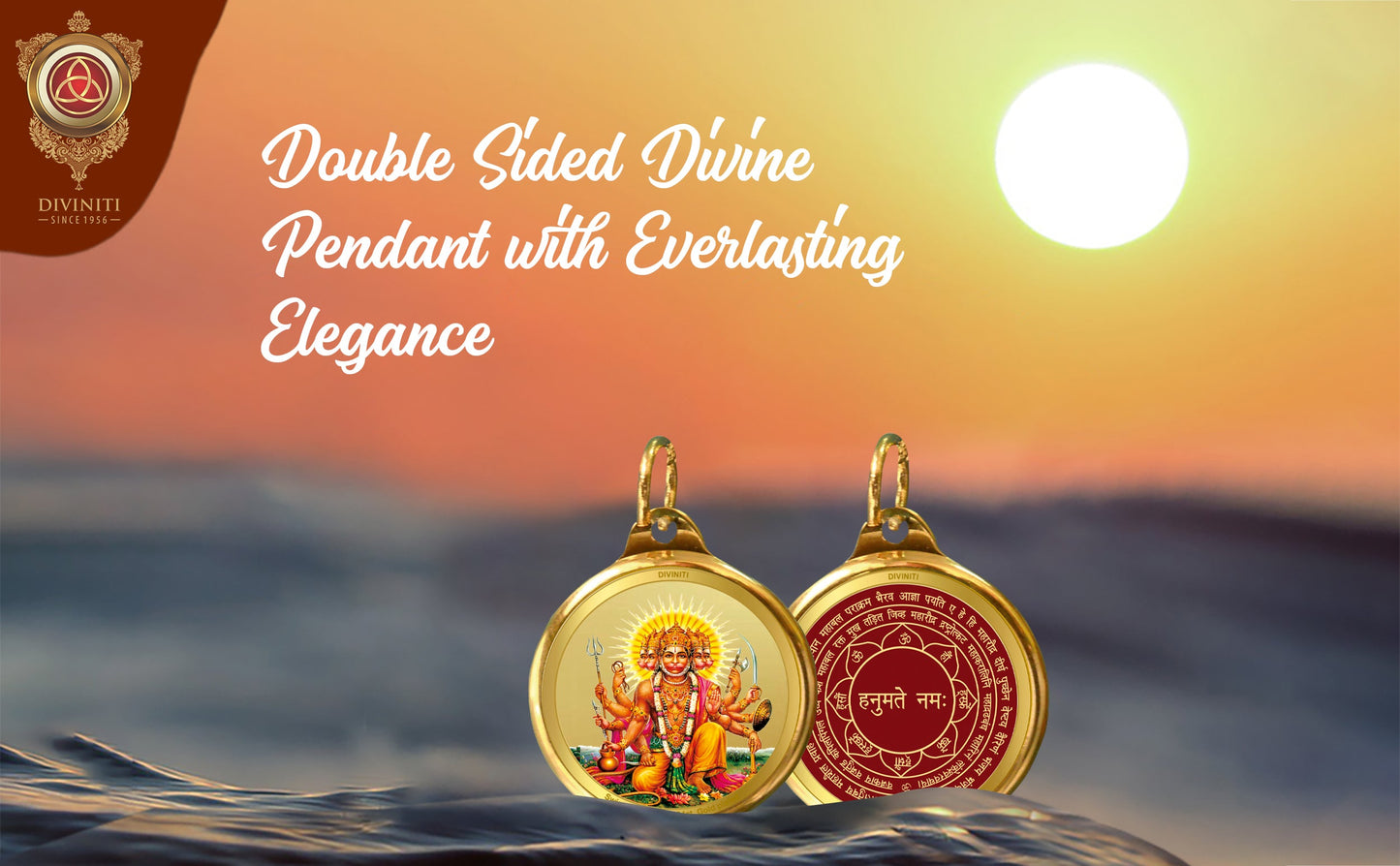 Diviniti 24K Double sided Gold Plated Pendant Panchmukhi  Hanuman & Yantra|28 MM Flip Coin (1 PCS)