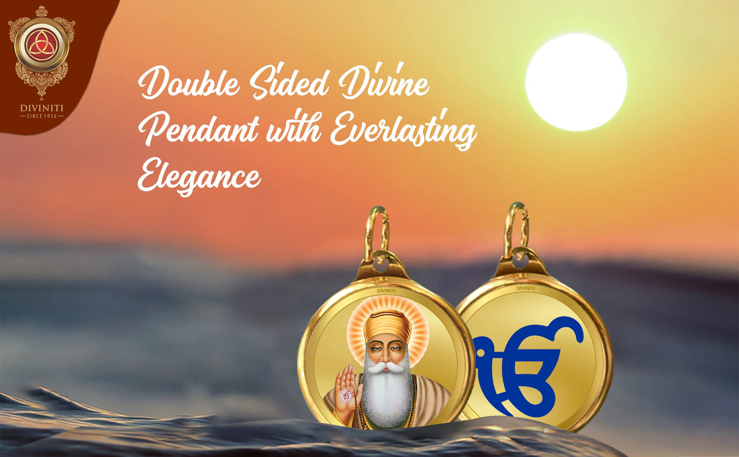 Diviniti 24K Double sided Gold Plated Pendant Gurunanak & Ekomkar|22 MM Flip Coin (1 PCS)