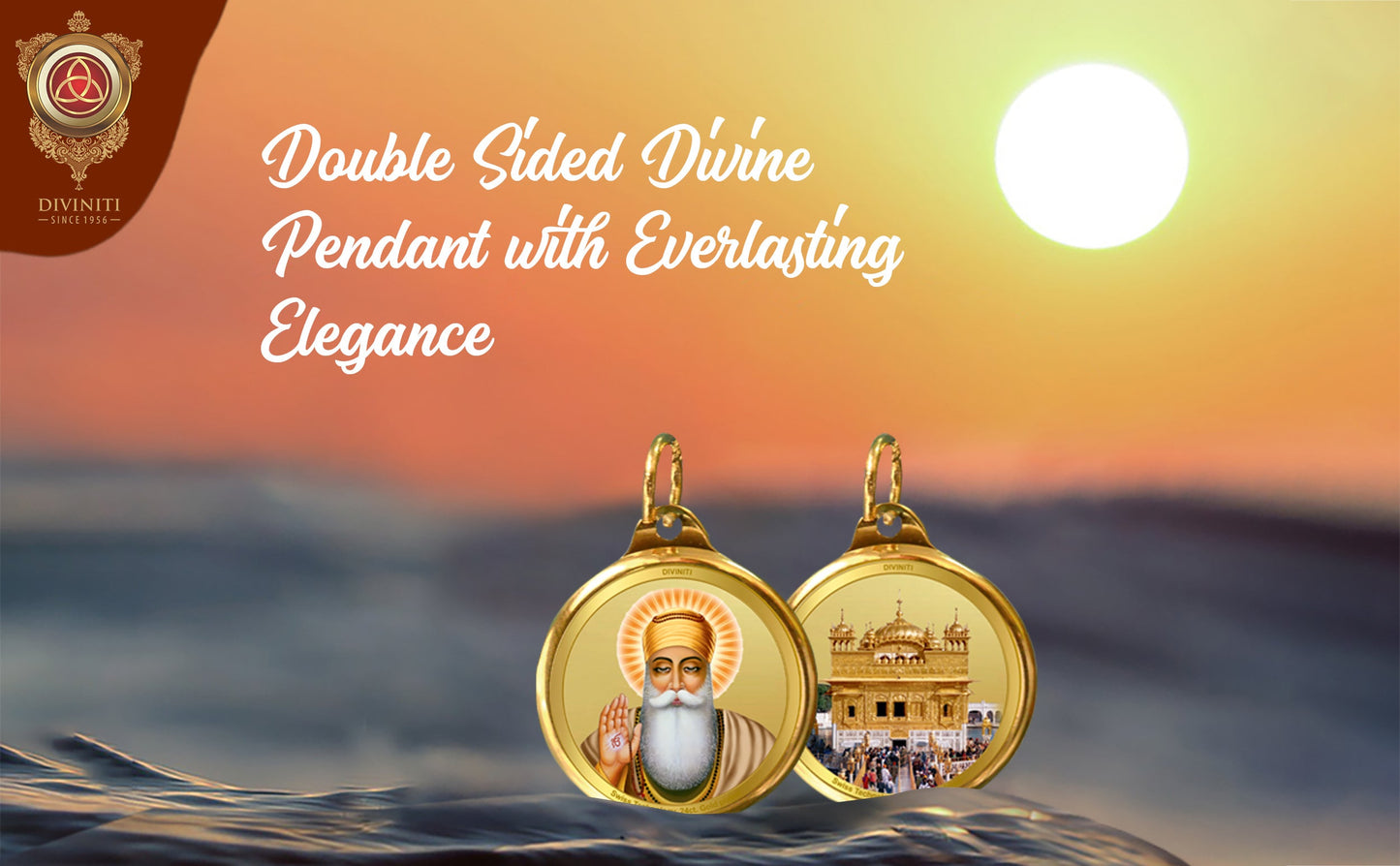 Diviniti 24K Double sided Gold Plated Pendant Gurunanak & Golden Temple|22 MM Flip Coin (1 PCS)