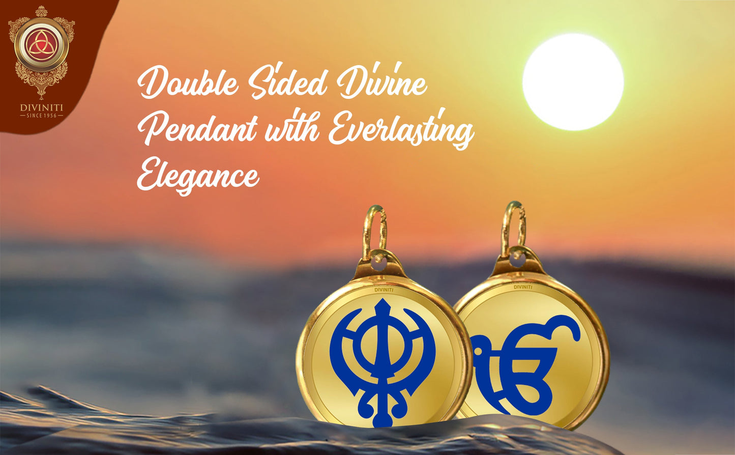 Diviniti 24K Double sided Gold Plated Pendant  KHANDA SAHIB & EK OMKAR|22 MM Flip Coin (1 PCS)