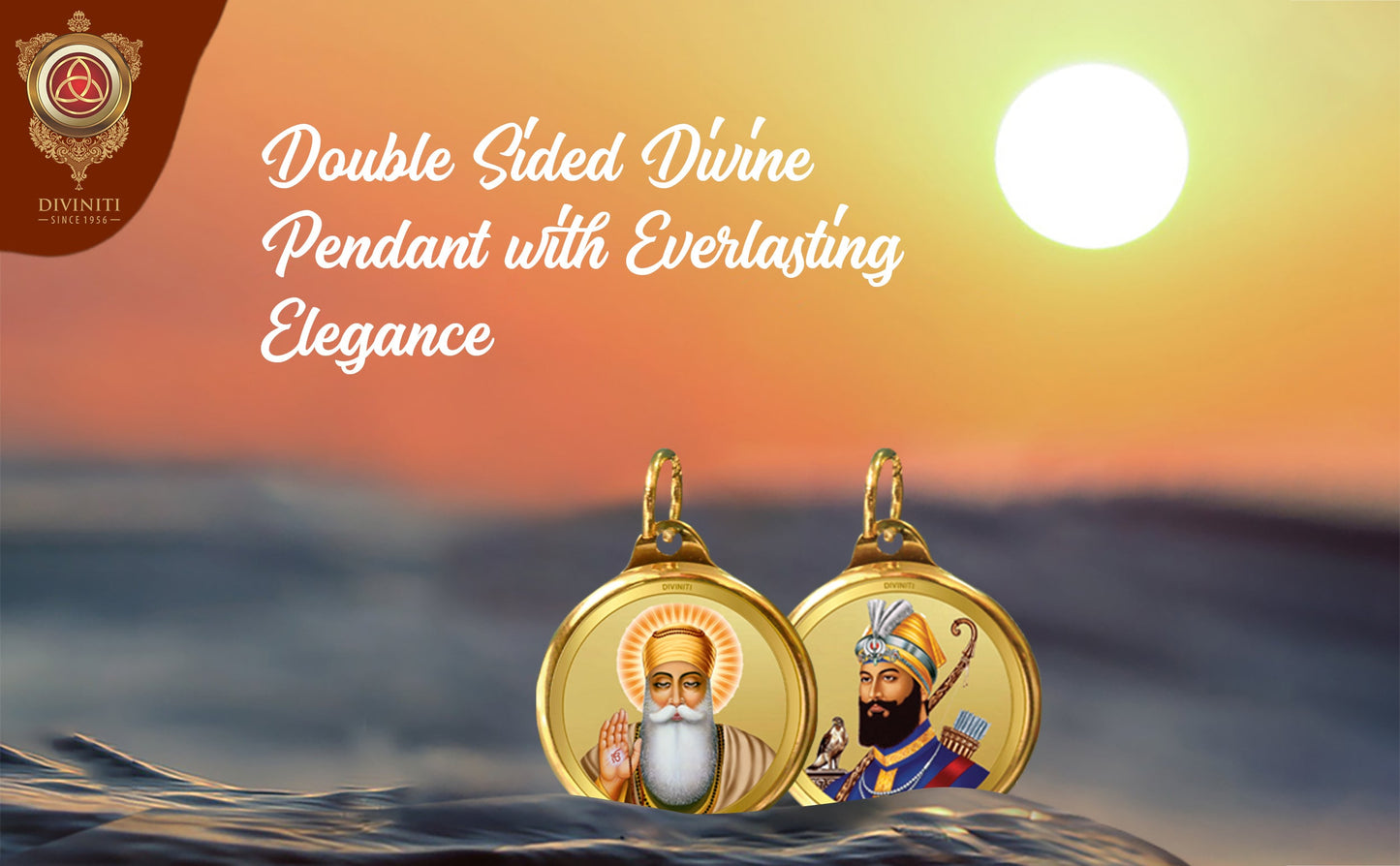 Diviniti 24K Double sided Gold Plated Pendant Gurunanak & Guru Gobind Singh |18 MM Flip Coin (1 PCS)