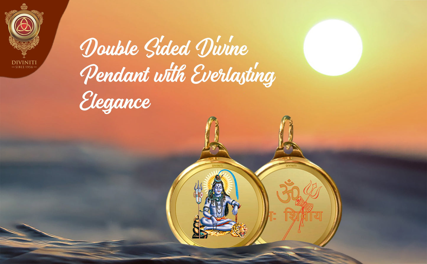 Diviniti 24K Double sided Gold Plated Pendant  SHIVA & OM|22 MM Flip Coin (1 PCS)