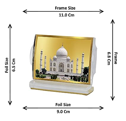 DIVINITI 24K Gold Plated Taj Mahal Photo Frame For Home Decor, Car Dashboard, Table, Gift (11 X 6.8 CM)