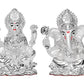 DIVINITI 999 Silver Plated Laxmi Ganesha Idol For Home Decor, Worship, Festival Gift (9.5 X 6.5 CM)