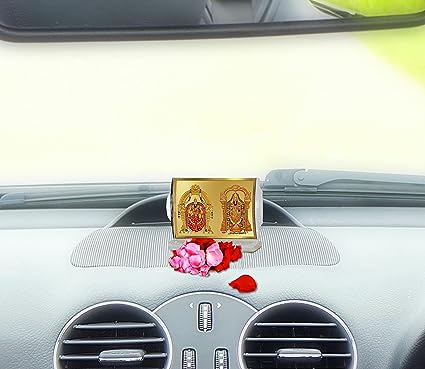 Diviniti 24K Gold Plated Padmavathi Balaji Frame For Car Dashboard, Home Decor, Puja (11 x 6.8 CM)