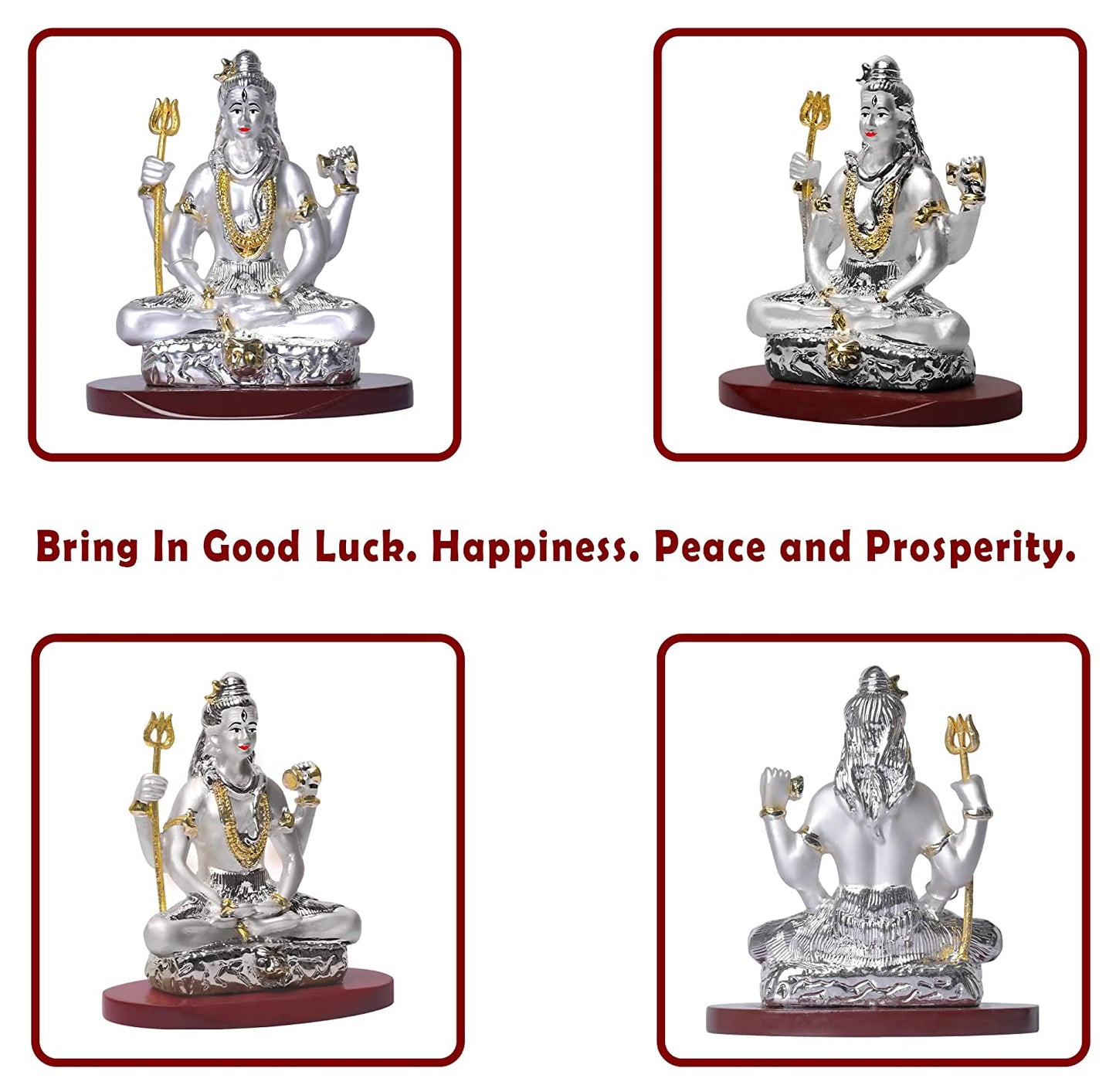 DIVINITI 999 Silver Plated Lord Shiva Idol For Home Decor, Car Dashboard, Festival Gift, Puja (8 X 7 CM)