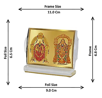 Diviniti 24K Gold Plated Padmavathi Balaji Frame For Car Dashboard, Home Decor, Puja (11 x 6.8 CM)