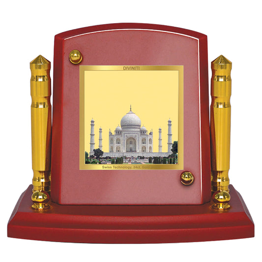 Diviniti 24K Gold Plated Taj Mahal For Car Dashboard, Home Decor Shoepiece, Royal Gift (7 x 9 CM)