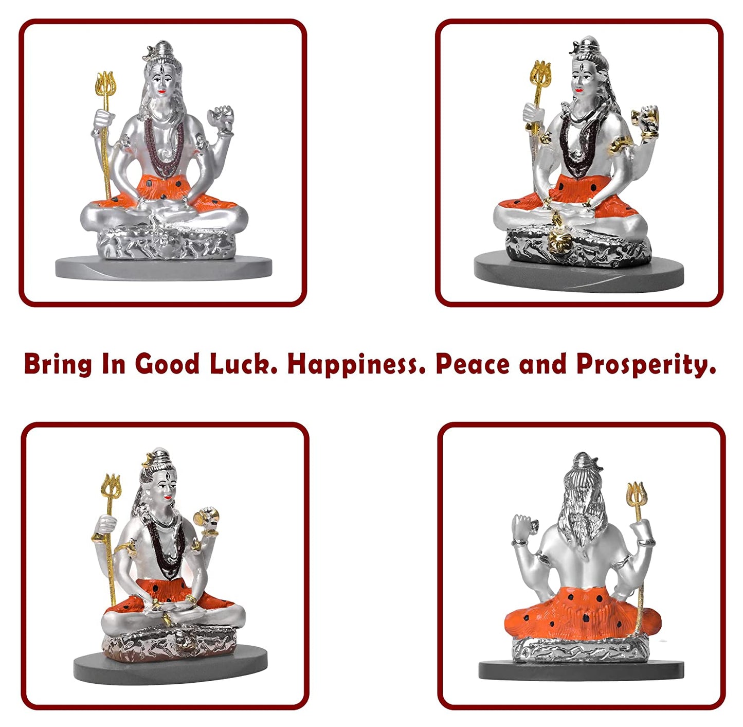 DIVINITI 999 Silver Plated Lord Shiva Idol For Car Dashboard, Living Room, Festival Gift (8 X 7 CM)