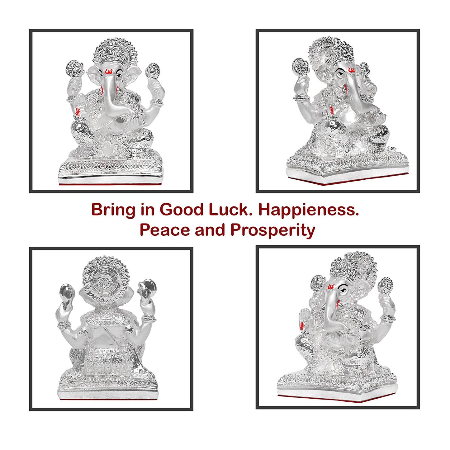 Diviniti 999 Silver Plated Sculpture of Lord Ganesha Figurine Religious Idol for Pooja, Gift  (7.4 CM X 5.3 CM X 10.5 CM)