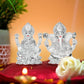 DIVINITI 999 Silver Plated Laxmi Ganesha Idol For Home Decor, Worship, Festival Gift (9.5 X 6.5 CM)