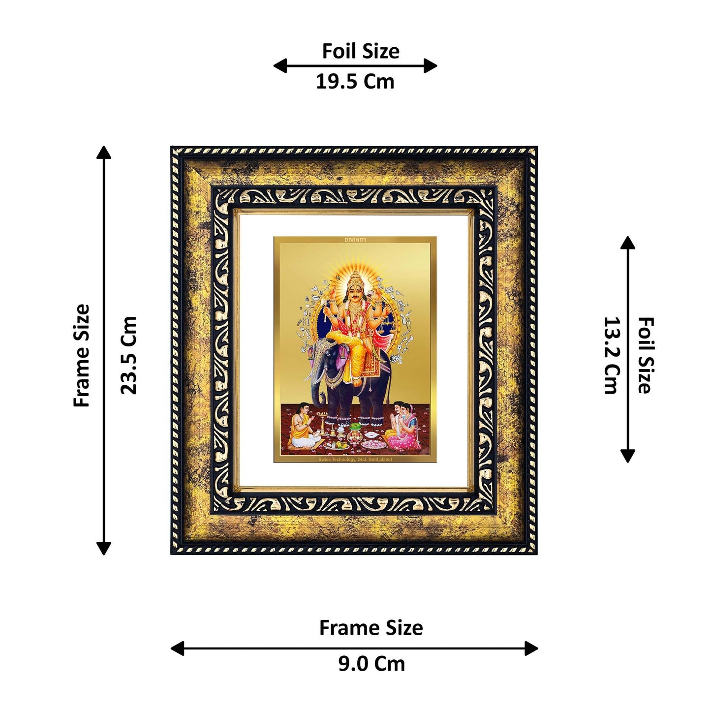 DIVINITI Vishwakarma Gold Plated Wall Photo Frame, Table Decor| DG Frame 113 Size 2 and 24K Gold Plated Foil (23.5 CM X 19.5 CM)