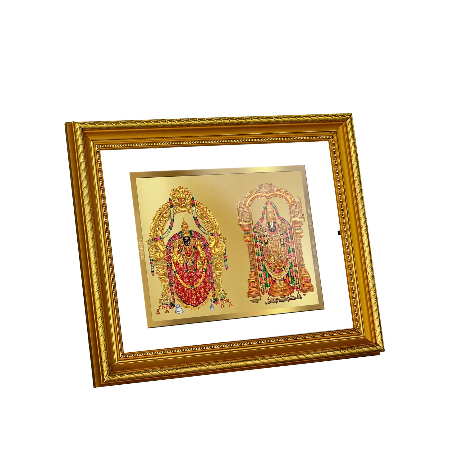 DIVINITI Padmavati & Balaji Gold Plated Wall Photo Frame, Table Decor| DG Frame 056 Size 2.5 and 24K Gold Plated Foil (28 CM X 23 CM)