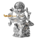 DIVINITI 999 Silver Plated Ganesha with Flute Idol For Home Decor Showpiece, Prosperity (3.4 X 8.5 CM)