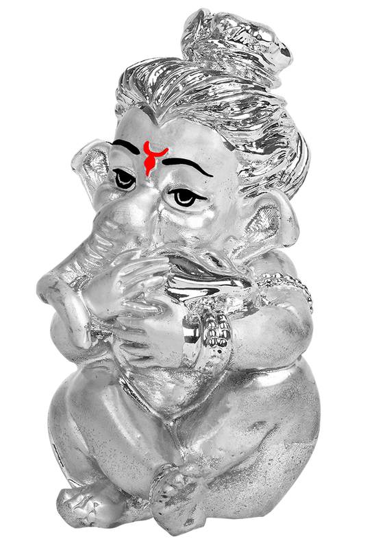 Diviniti Bal Ganesha Idol for Home Decor| 999 Silver Plated Sculpture of Bal Ganesha| Idol for Home, Office, Temple & Table Decoration| Religious Idol For Prayer, Gift