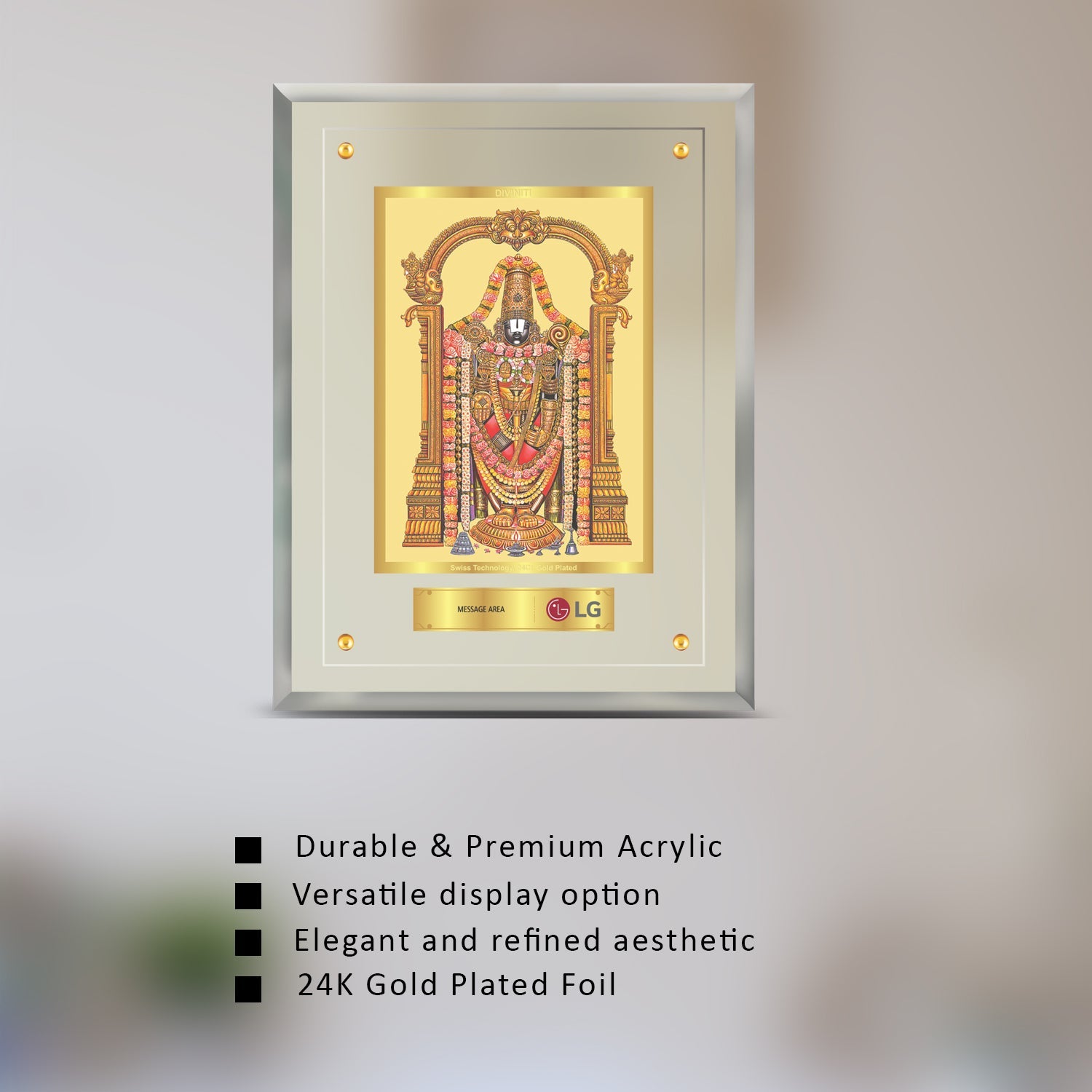 Gold Plated Balaji God Photo Frame