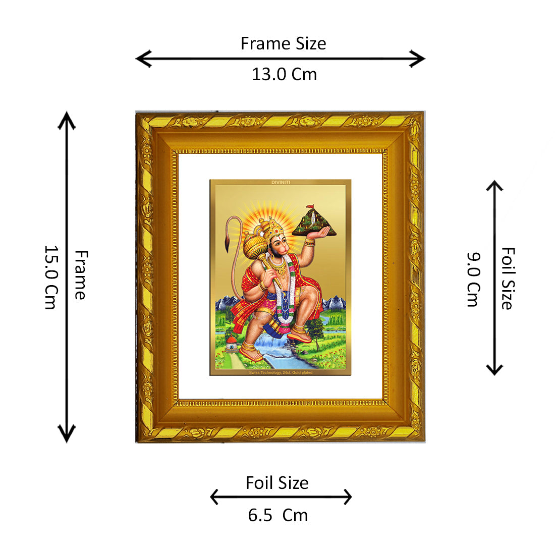 Buy Hanuman Ji Gold Plated Photo Frame | Elegant Decor