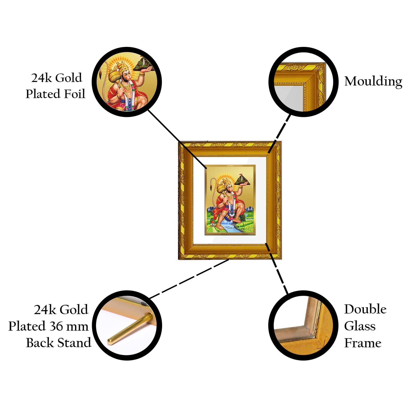 Buy Hanuman Ji Gold Plated Photo Frame | Elegant Decor