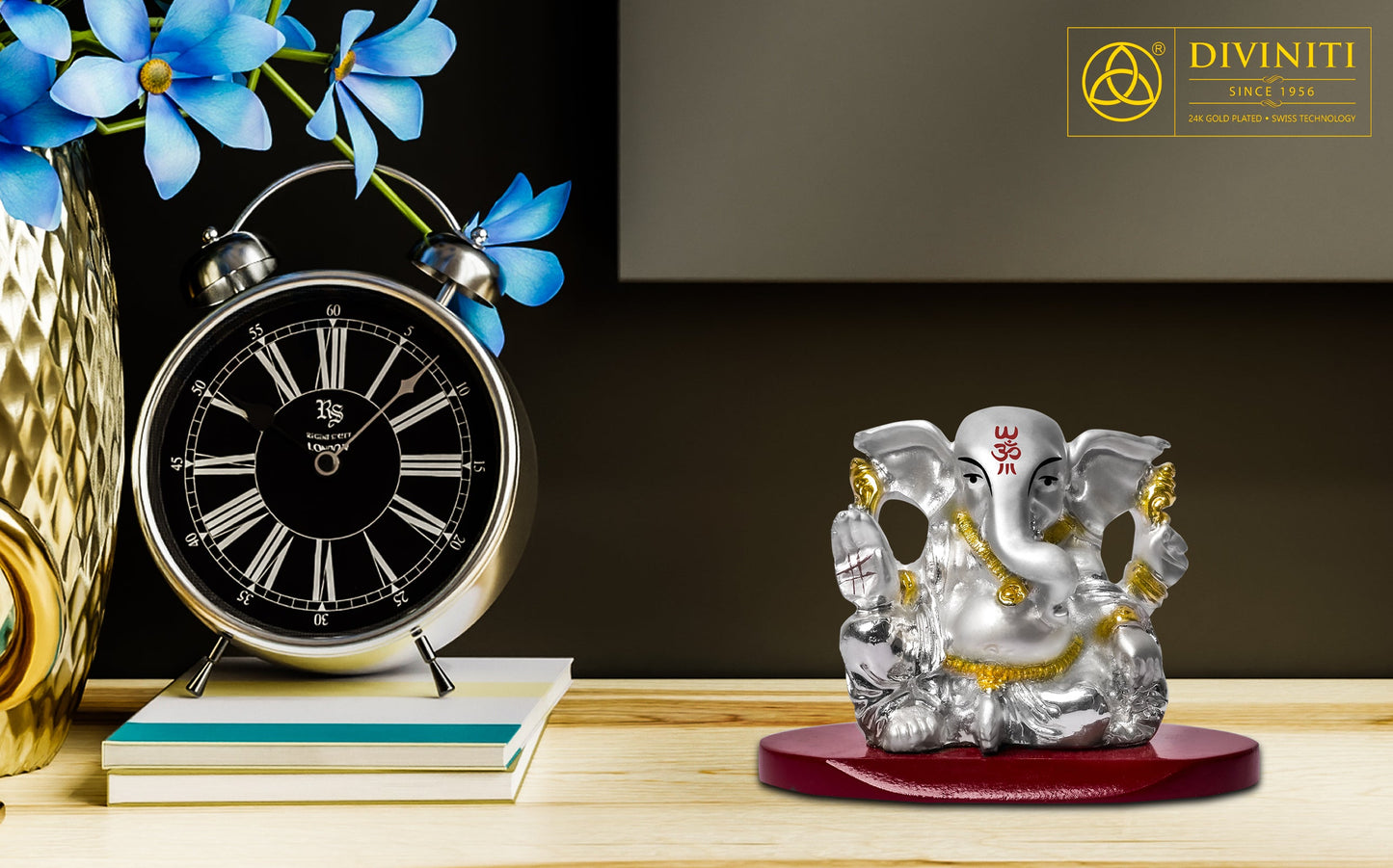 DIVINITI 999 Silver Plated Vinayak Ganesha Idol For Home Decor, Festival Gift, Puja (5 X 7 CM)