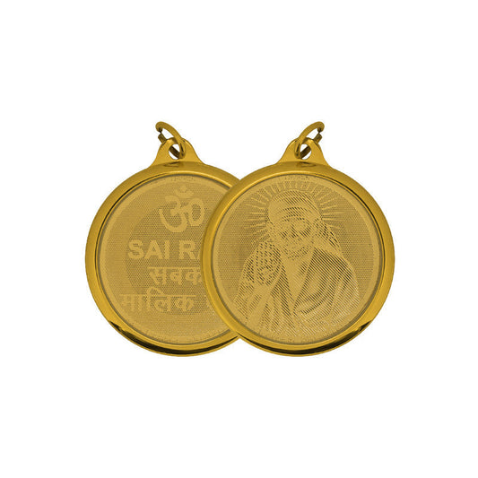 Diviniti 24K Double-sided Gold Plated Pendant Sai & Om|18 MM Flip Coin for Men, Women & children |Good Health & Wealth |Idol for gifting loved ones on any occasion