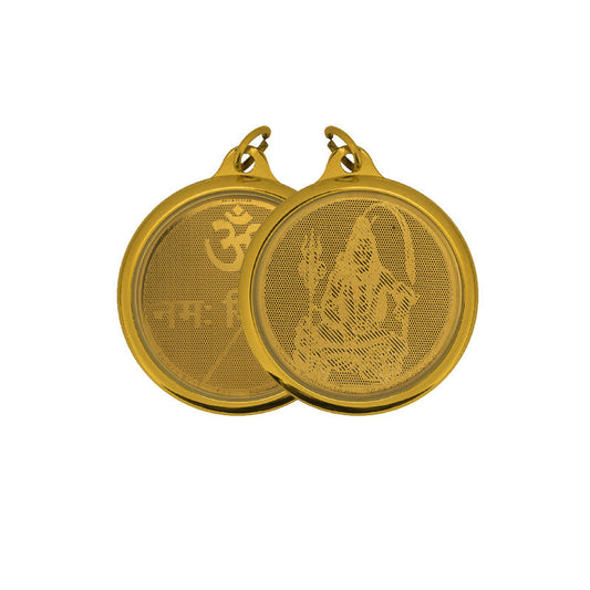 Diviniti 24K Double-sided Gold Plated Pendant Shiva & Om|22 MM Flip Coin for Men, Women & children |Good Health & Wealth |Idol for gifting loved ones on any occasion