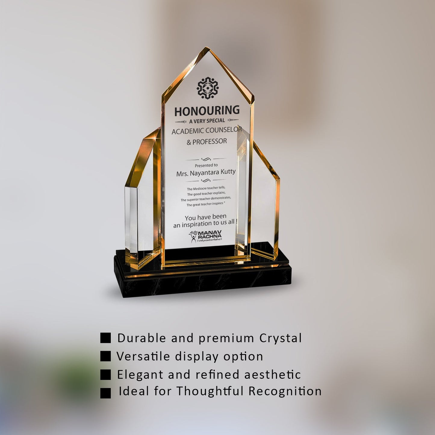 Crystal Trophy with Custom Touch for Corporate Gifts