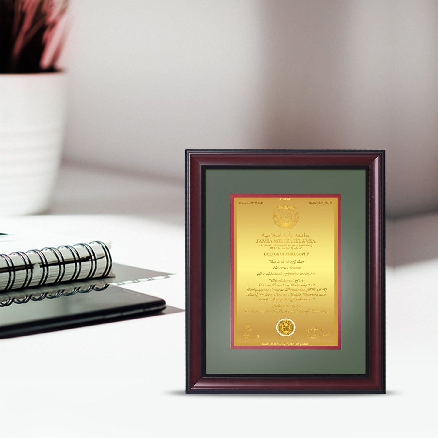 Customized 24K Gold Plated Heritage Certificate