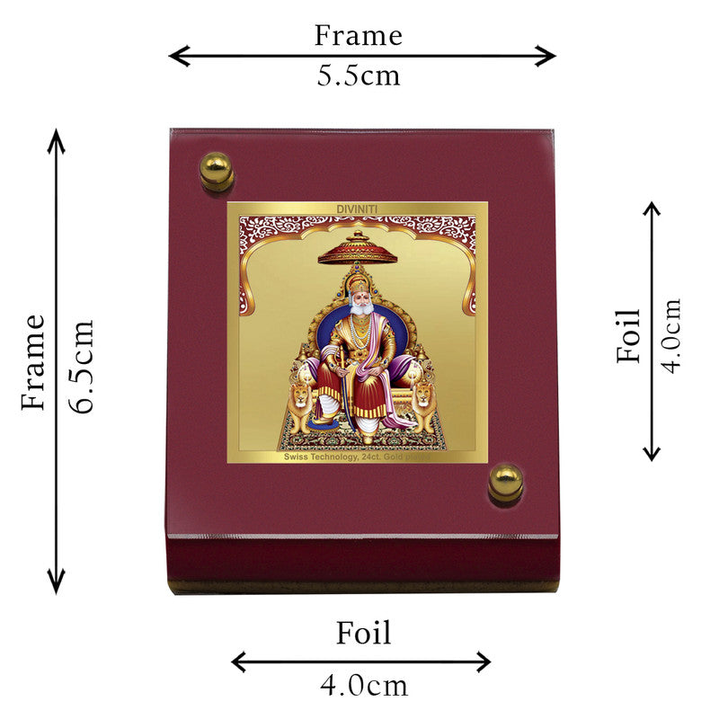 Diviniti 24K Gold Plated Agrasen Maharaj Frame For Car Dashboard, Home Decor Showpiece, Gift (5.5 x 6.5 CM)